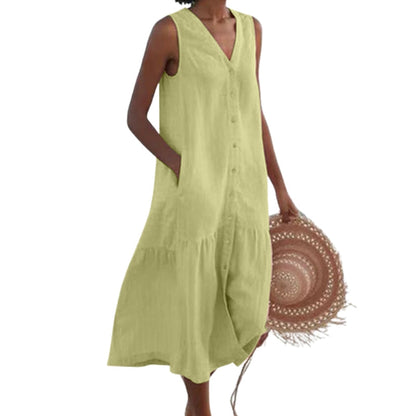 Robe Soirée Longue Sans Manches avec Poches