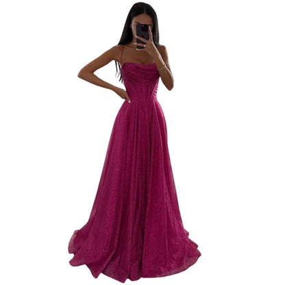 Robe Soirée Longue Sans Manches en Dentelle
