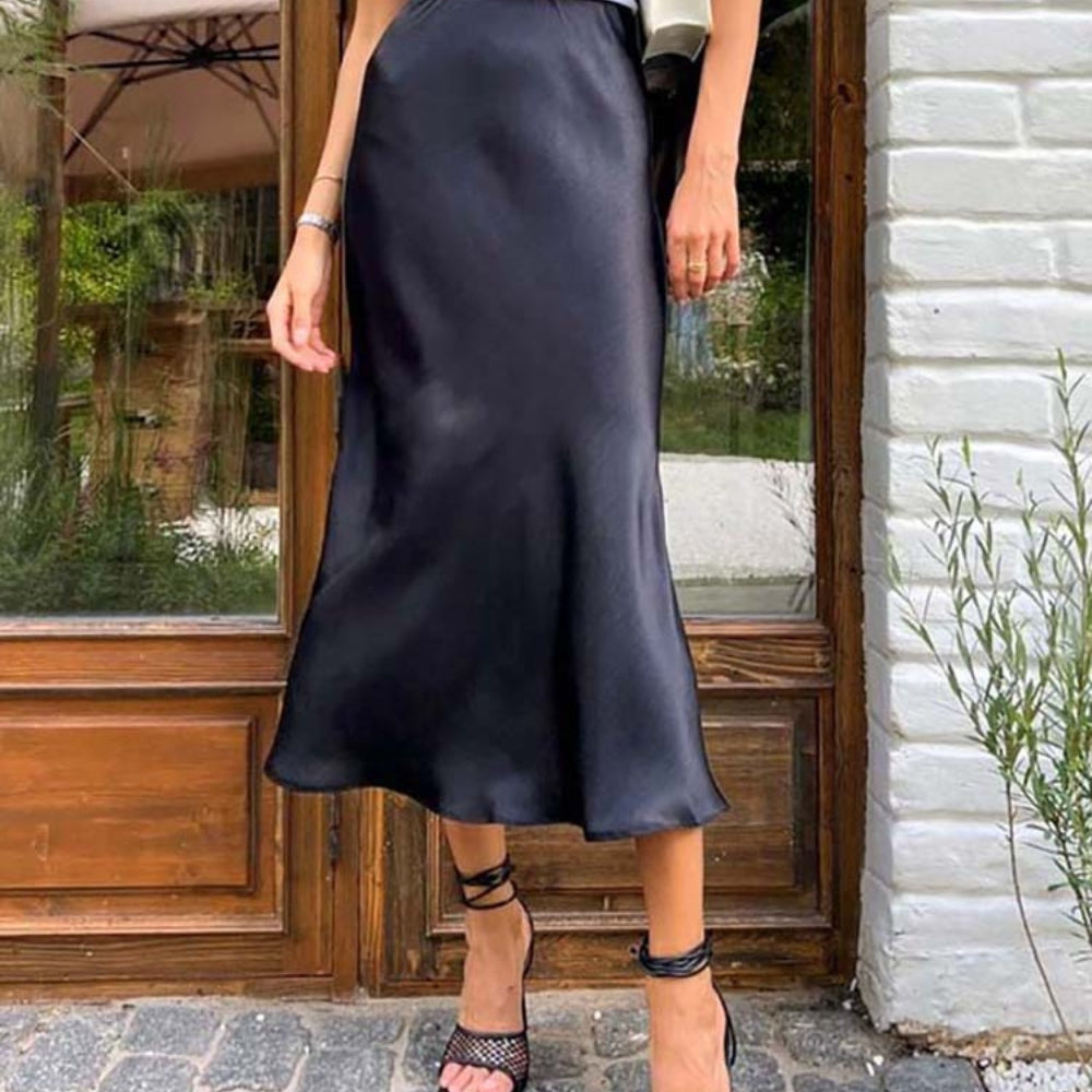 Jupe Femme Mi-Mollet Taille Haute Élégante