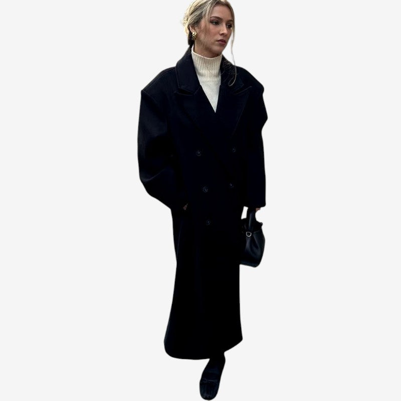 Manteau Long Col Montant Élégant Femme