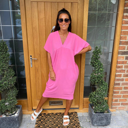 Robe Femme Coupe Ample Décolleté V Confort Quotidien