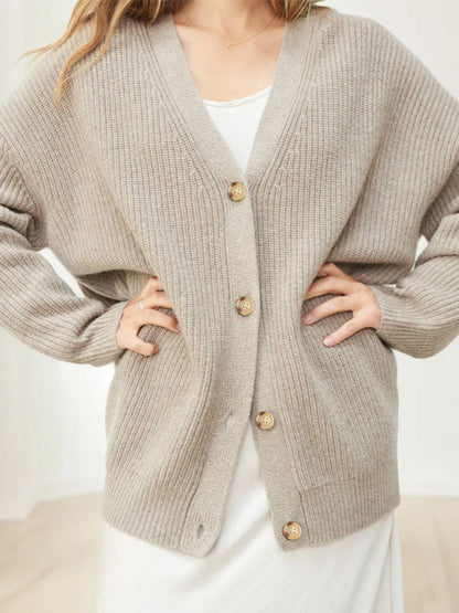 Cardigan D'hiver Oversize Boutonné Pour Femme | Manches Longues