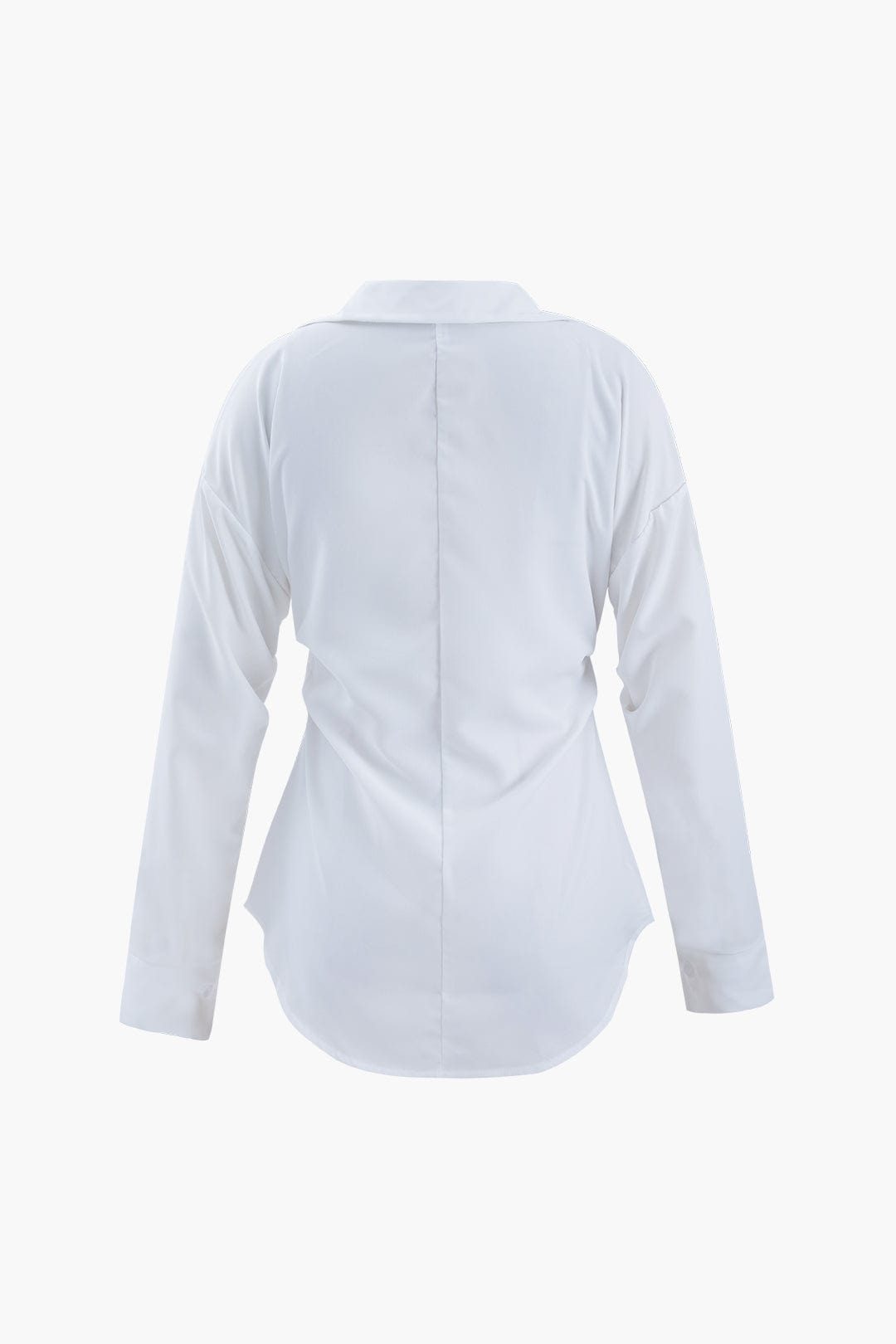 Chemise Blanche Oversize avec Ceinture et Col Classique