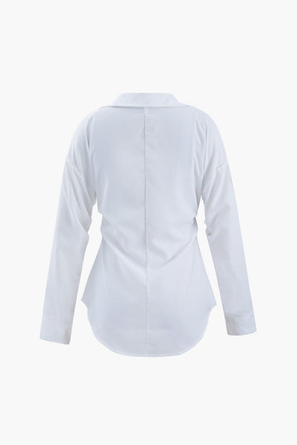 Chemise Blanche Oversize avec Ceinture et Col Classique
