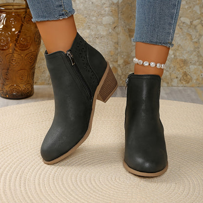 Bottines Femmes Élégantes à Fermeture Éclair Latérale