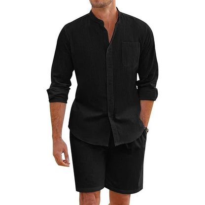 Ensemble Détente Chemise et Short de Lin Confortable - PanierRoyale