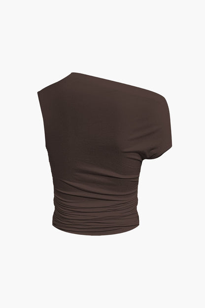 Top Épaule Uniquement & Mini Jupe Drapée pour Soirée Glamour