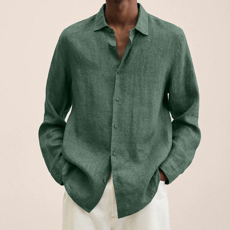 Chemise Homme Manches Longues en Lin, Style Élégant et Moderne