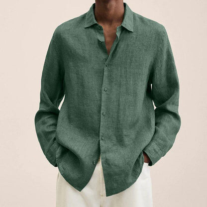 Chemise Homme Manches Longues en Lin, Style Élégant et Moderne