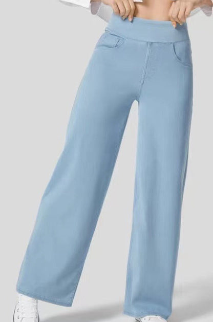 Jean Femme Denim Extensible Taille Haute Coupe Large