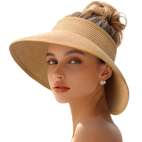 Chapeau de soleil paille femme avec écran UV - PanierRoyale