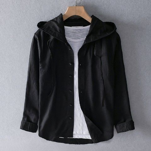 Chemise Homme Décontractée à Manches Longues et Capuche