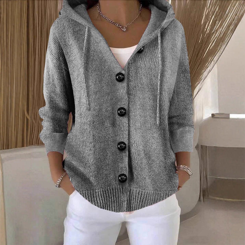 Cardigan Tricot Doux Coupe Ample avec Capuche - vue 3