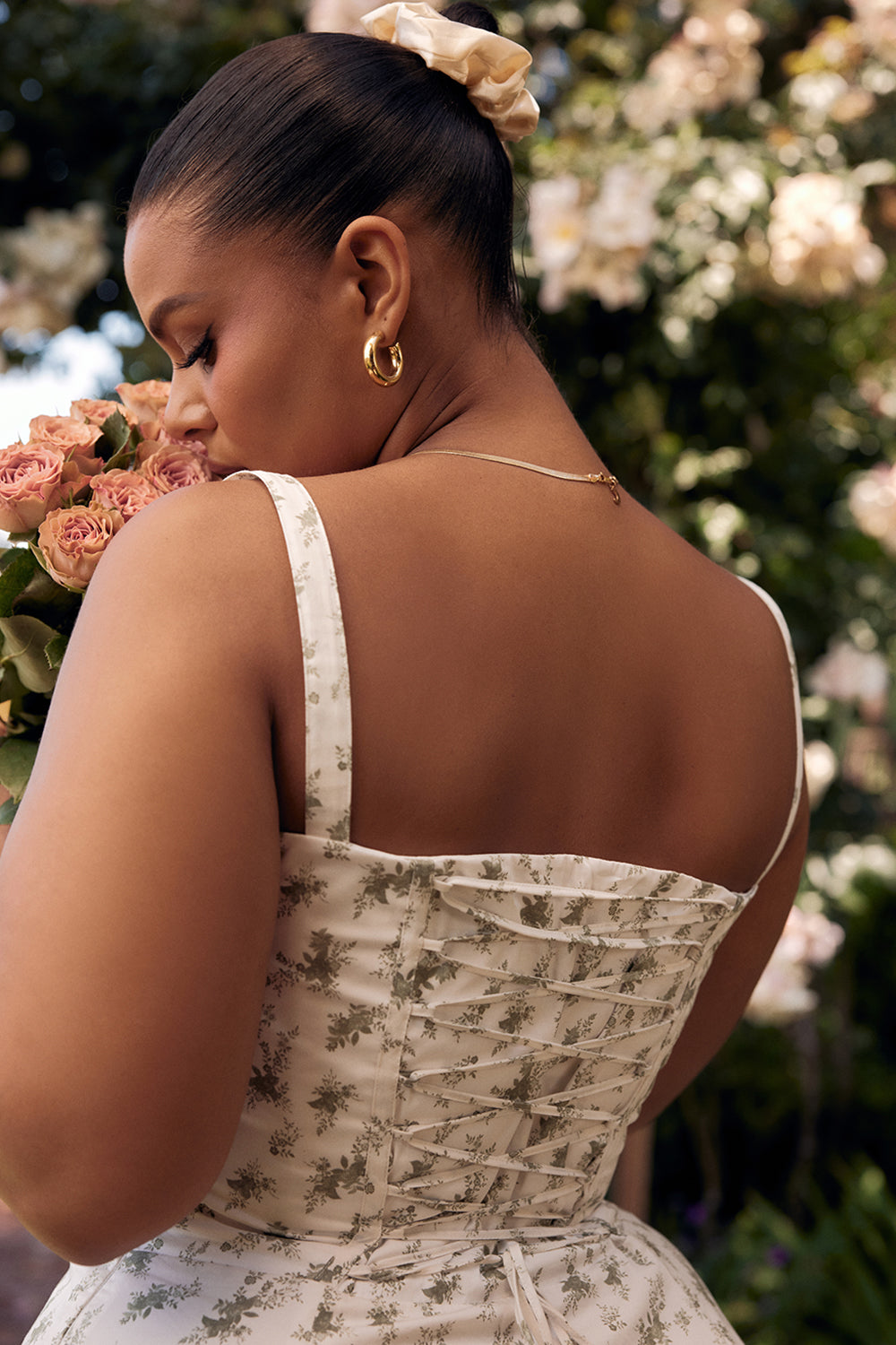 Robe Midi Taille Étroite Rose Pâle