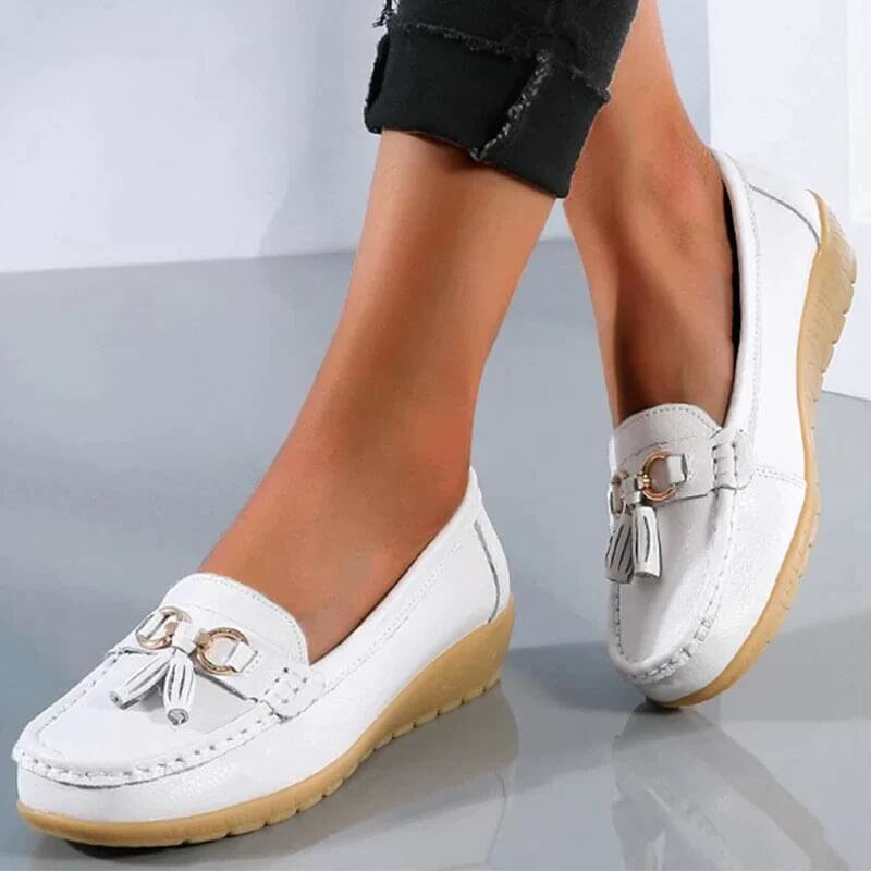 Mocassins Femme Cuir Finition Texturée Semelle Souple Enfiler