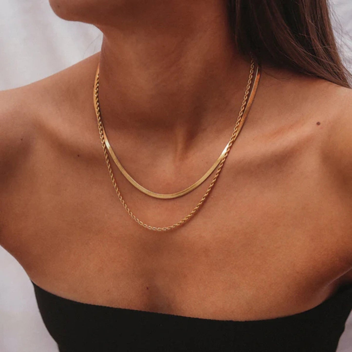 Collier Femme Métal Double Chaîne Minimaliste - PanierRoyale