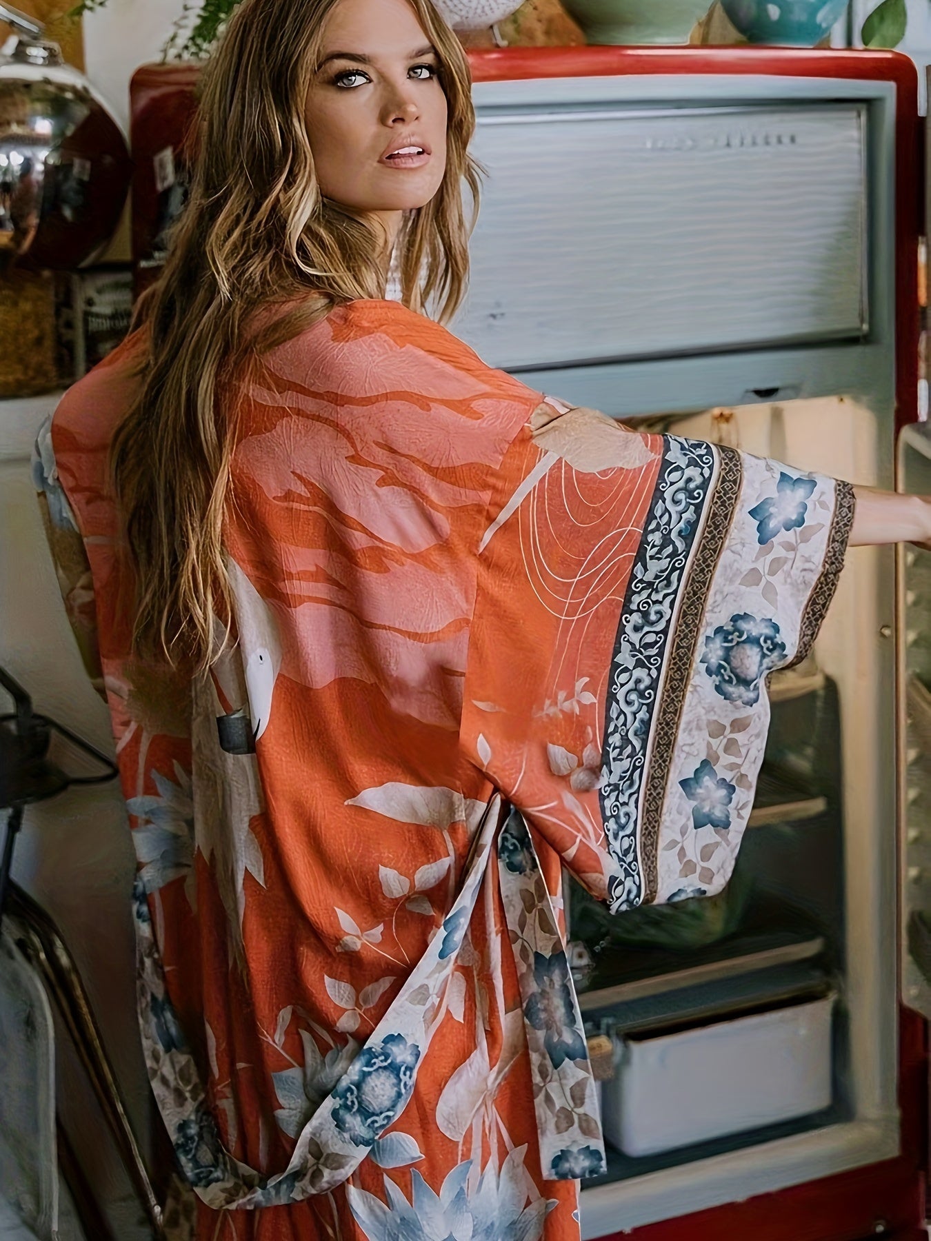 Robe Maxi Femme Mousseline Imprimé Floral Style Bohème