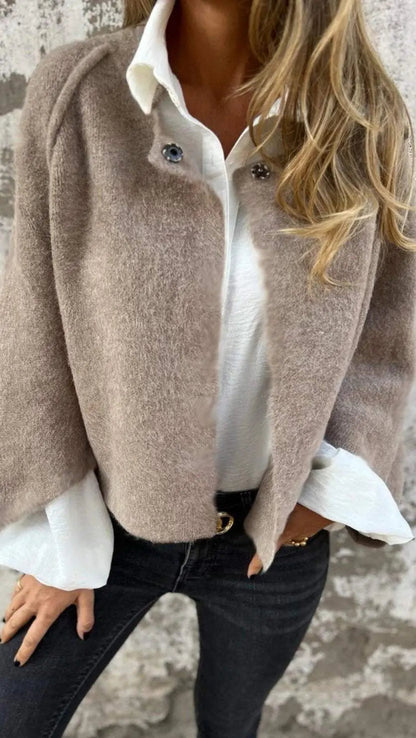 Manteau Femme Élégant en Laine avec Col Rond et Manches Longues - BerlinGlamour