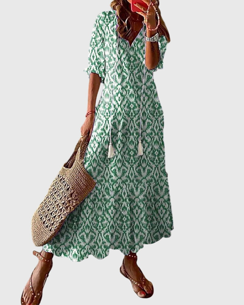 Robe Bohème Femme Décolleté en V Élégante