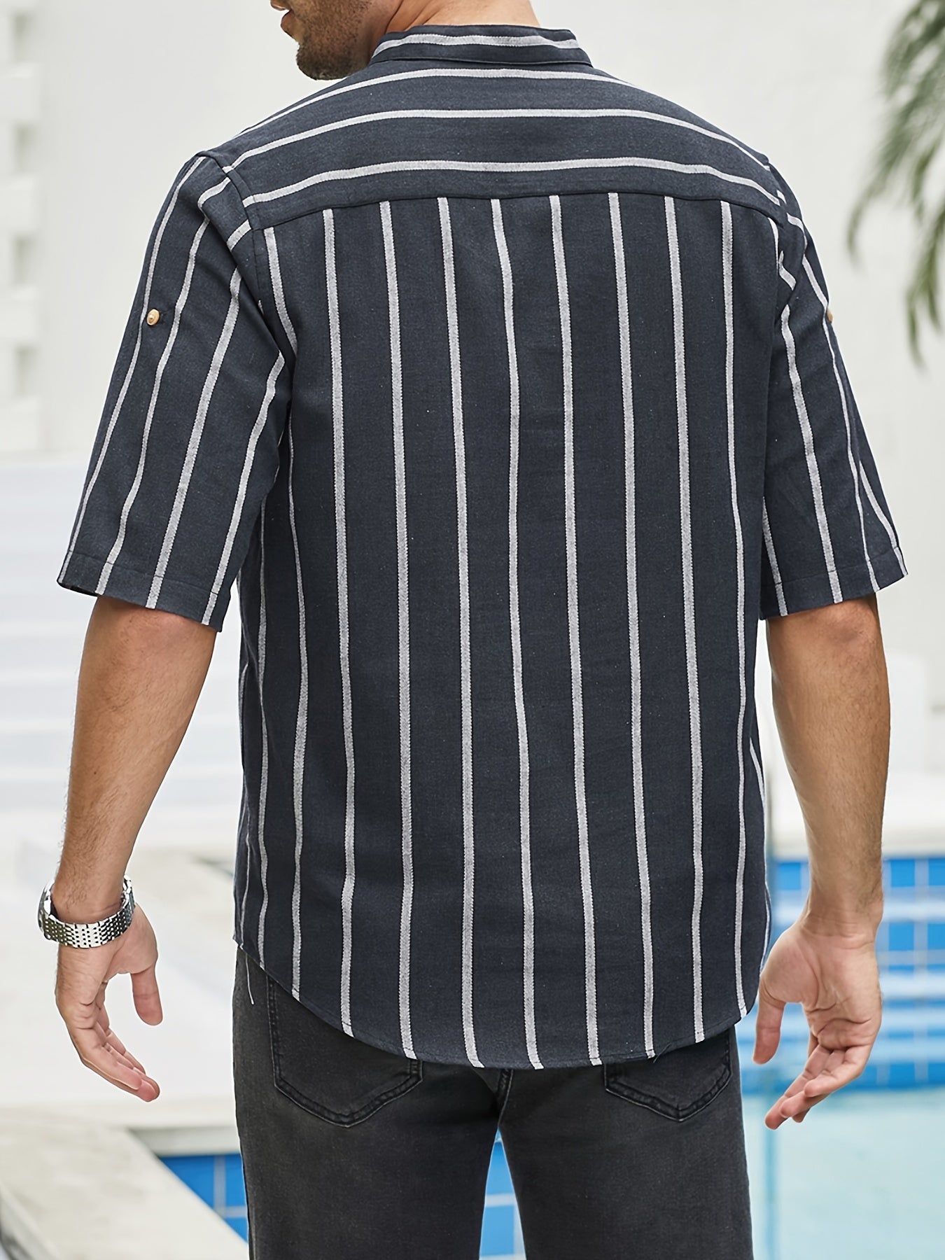 Chemise Coton Rayée Manches Courtes Homme