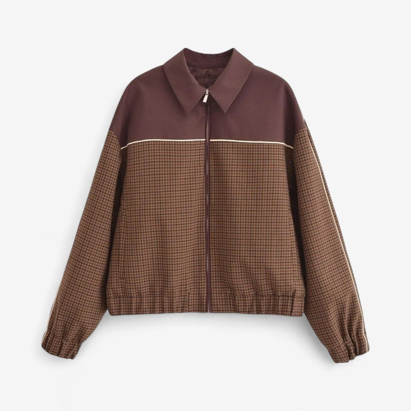 Blouson bomber tartan manches longues et fermeture éclair - PanierRoyale
