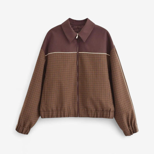 Blouson bomber tartan manches longues et fermeture éclair - PanierRoyale