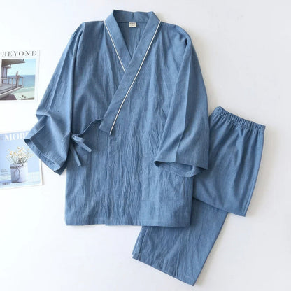 Combinaison Homme Décontractée avec Kimono et Pantalon de Lin
