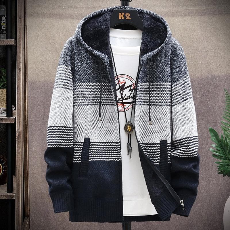 Blouson Homme à Capuche avec Fermeture Éclair Réglable