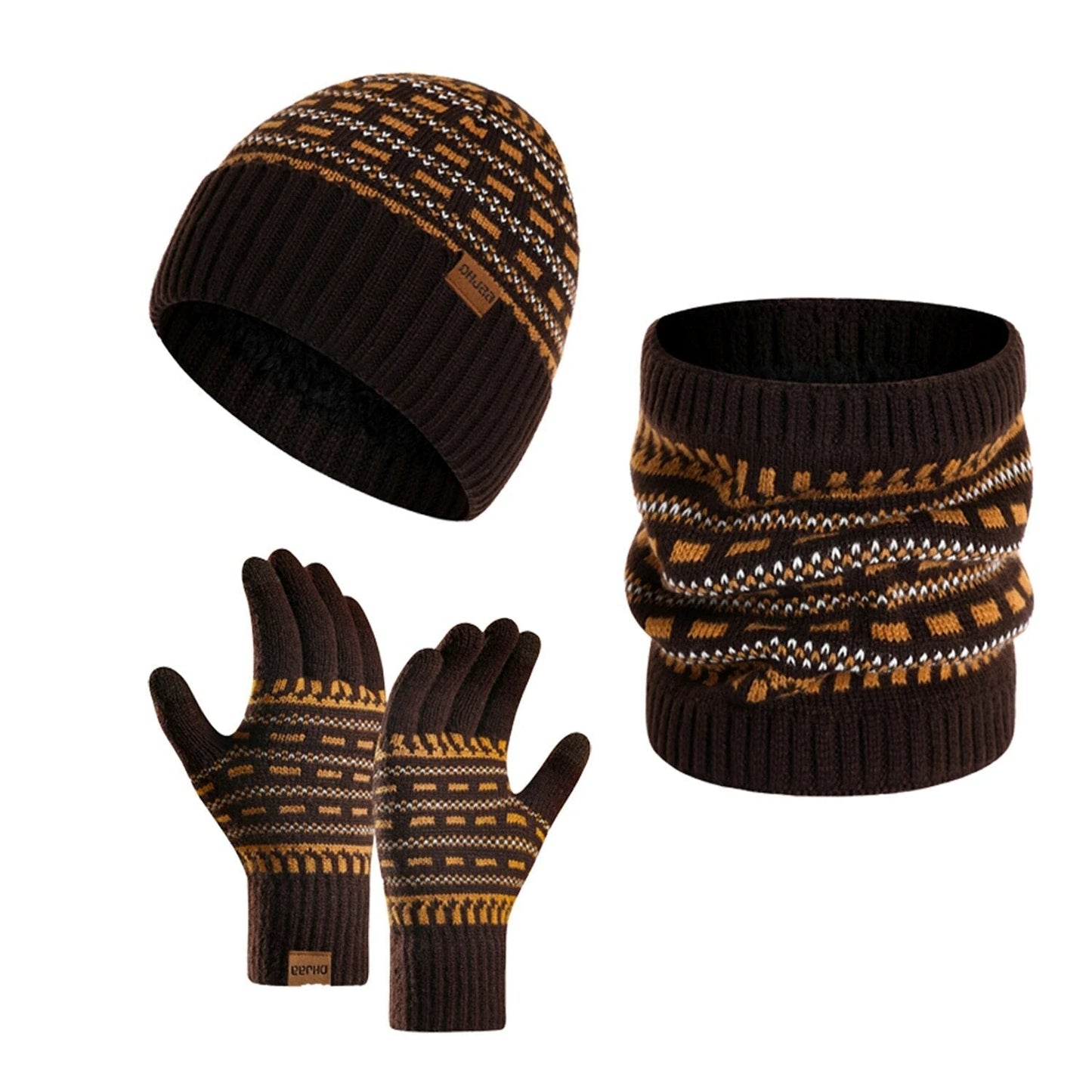Costume Hiver Complet avec Bonnet, Écharpe et Gants pour Adulte