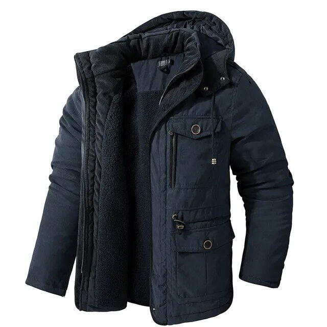 Veste Hiver Capuche avec Poches Multi-Fonctions