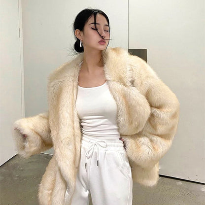 Manteau Femme Hiver Chic avec Fermeture Éclair Dissimulé