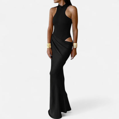 Robe Femme Longue Été avec Décolleté et Col Haut