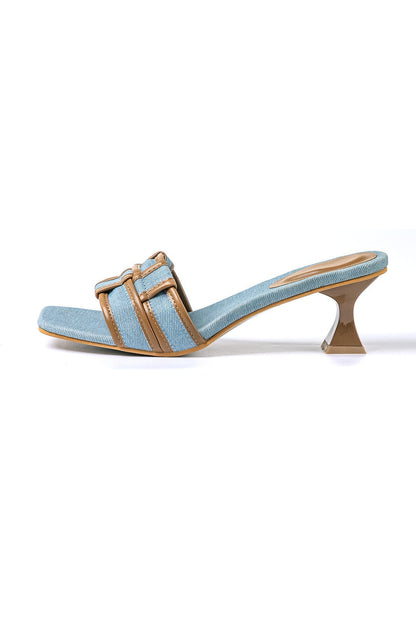 Mules Denim Élégantes à Talon Bloc Confortables