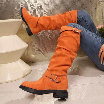 Bottes Femme Hiver Daim Boucle Chaude et Élégante
