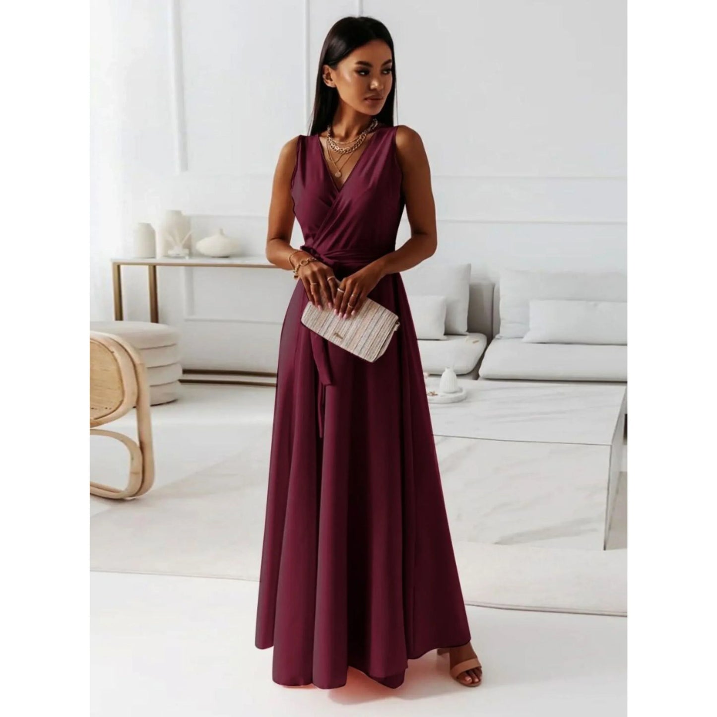 Robe Femme Col V Élégante et Chic
