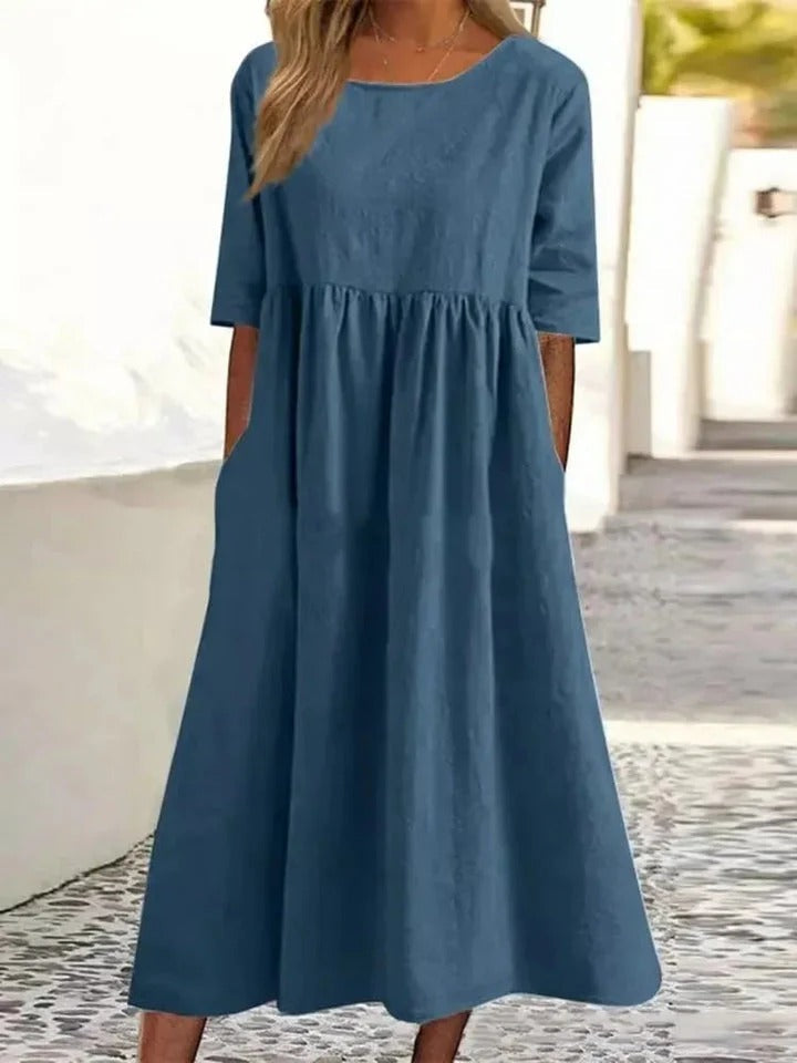 Robe d'Été Longue Bleu Clair pour Femme - PanierRoyale