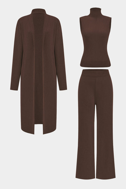 Ensemble Tricot Élégant 3 Pièces pour Femme