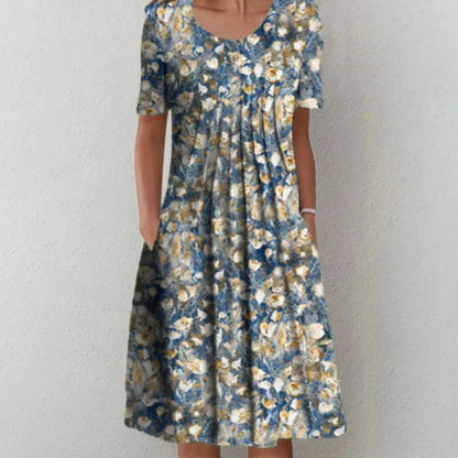 Robe Été Florale pour Femme Manches Courtes
