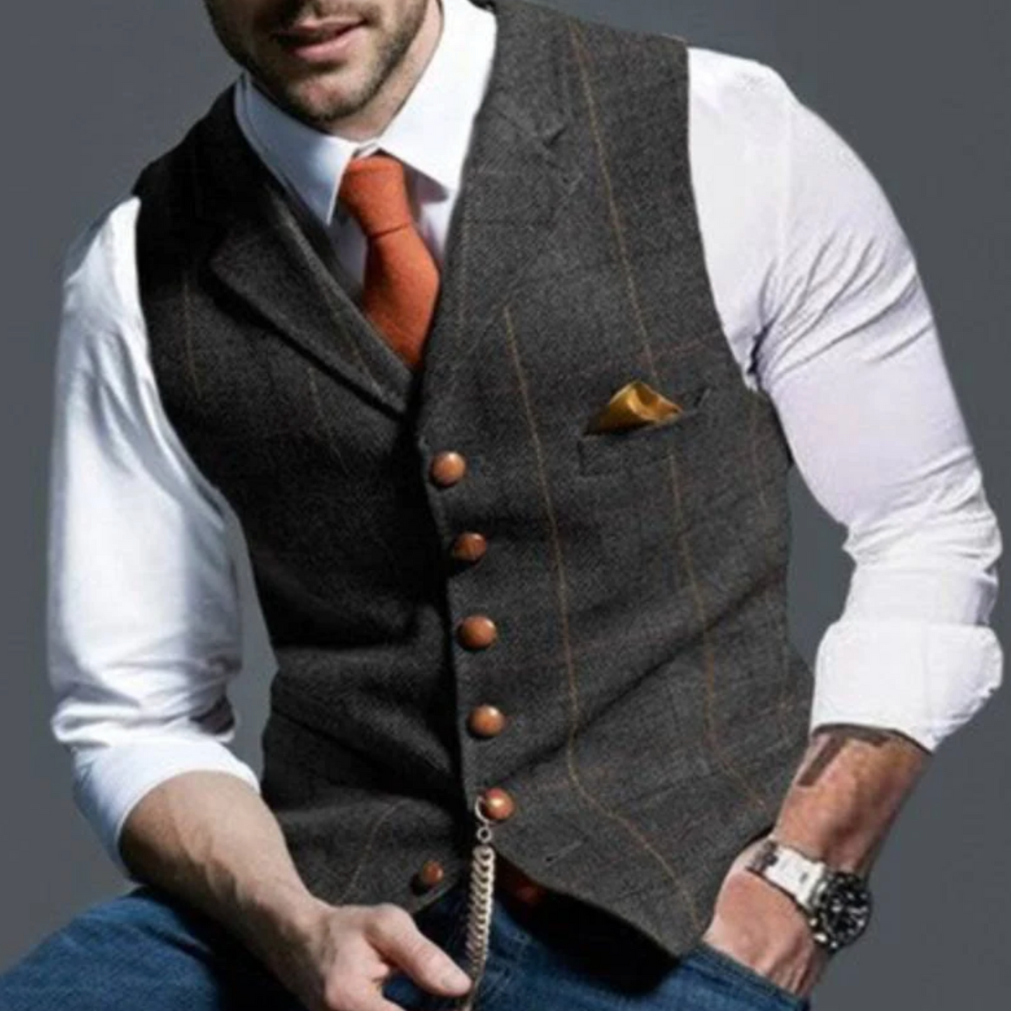 Gilet Homme Élégant Taille Fine avec Fermeture et Poches