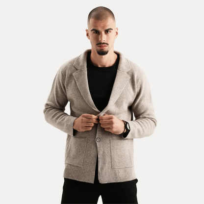 Veste Homme Laine Grise Élégante avec Poches et Col Montant - PanierRoyale