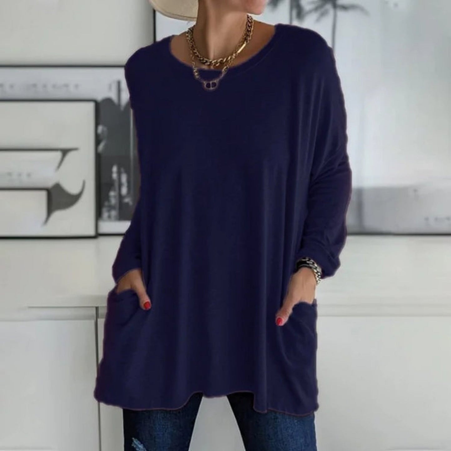 Pull Féminin Décontracté avec Poches