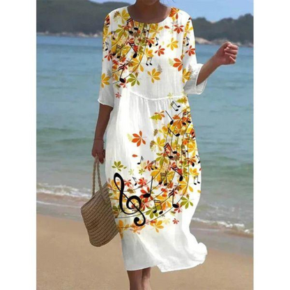 Robe Été Florale Manches Courtes et Taille Cintrée - PanierRoyale