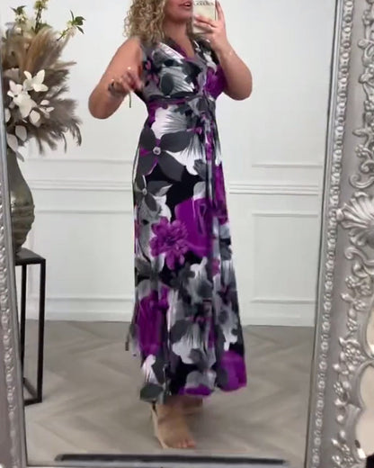 Robe Maxi Femme Fluide Sans Manches Coupe Droite