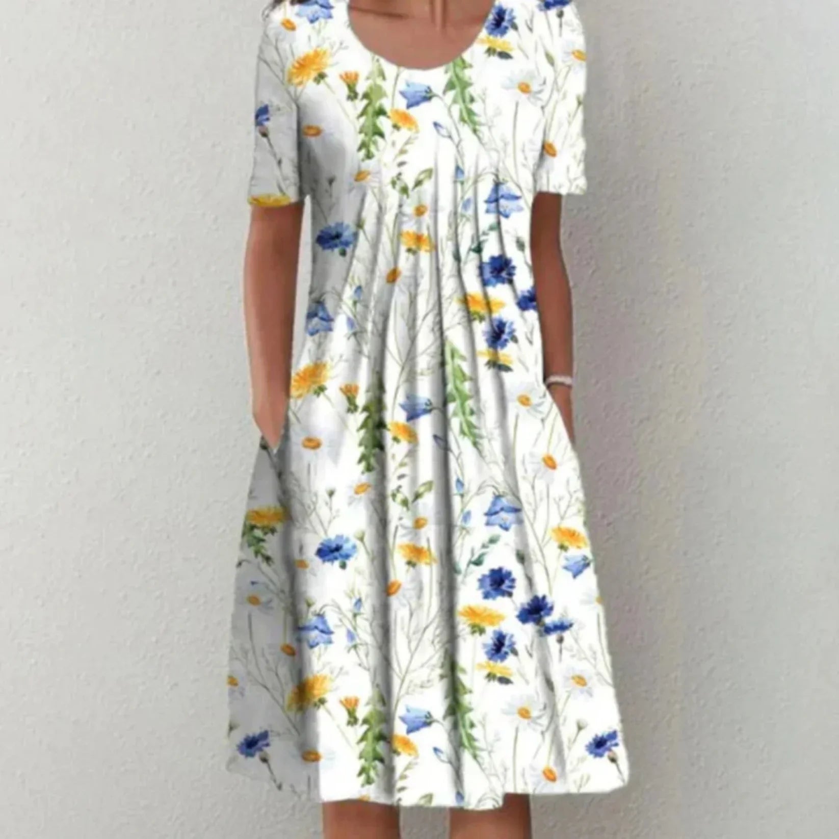 Robe Été Florale Manches Courtes pour Femme - PanierRoyale