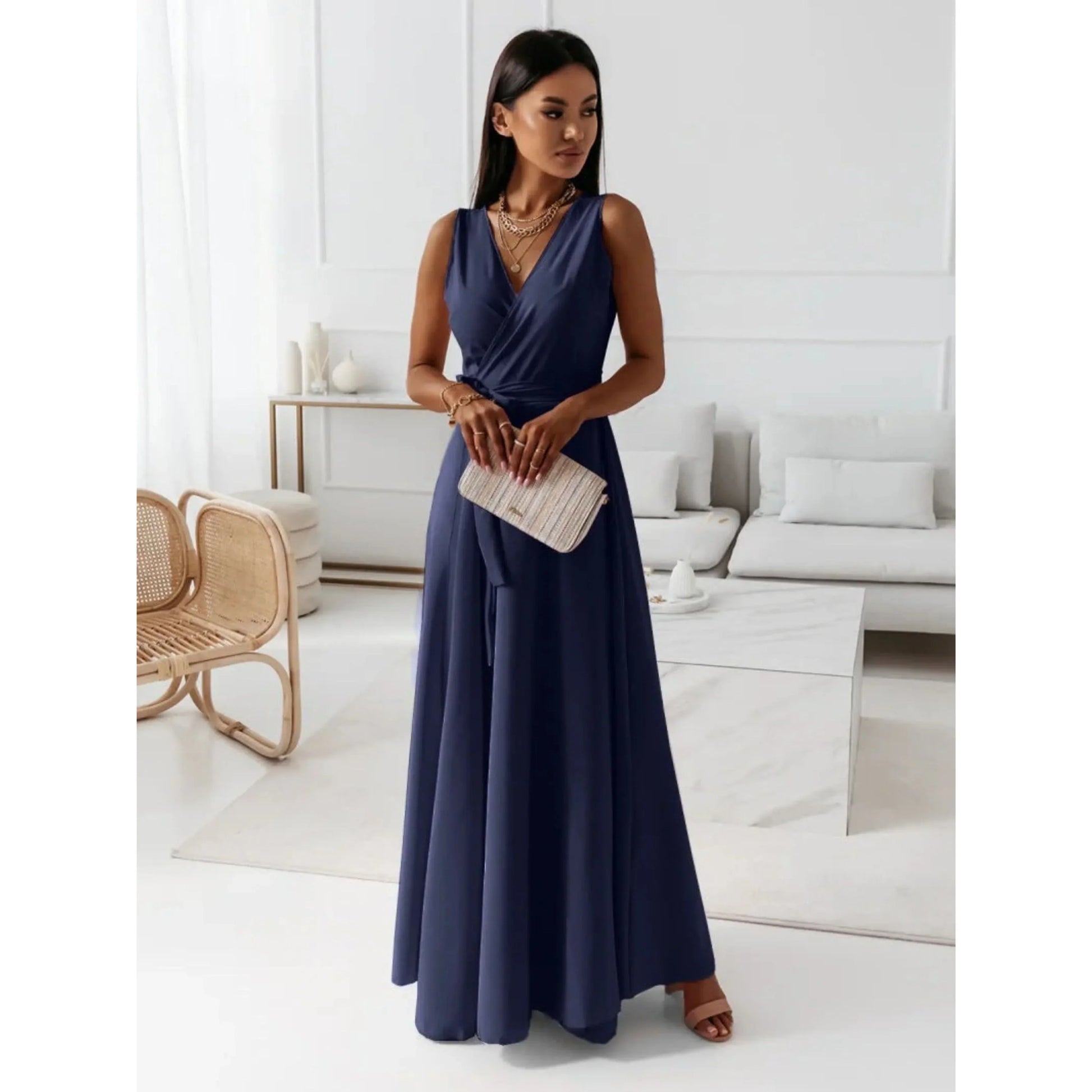 Robe Femme Col V Élégante et Chic - PanierRoyale