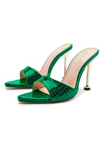 Mules Hauts Talons Noir Gaine Élégantes