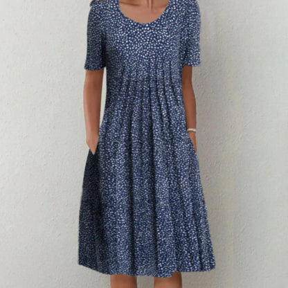Robe Été Florale Manches Courtes pour Femme