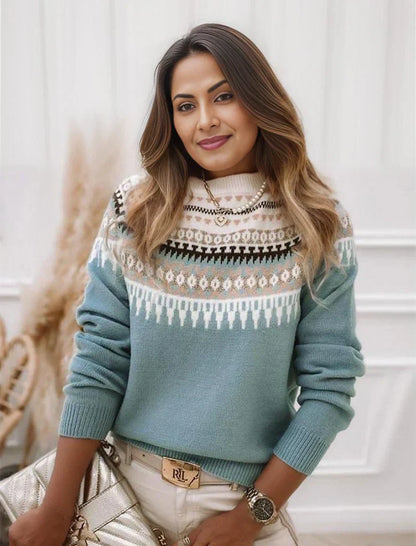 Pull Femme Hiver Doux Bleu Ciel