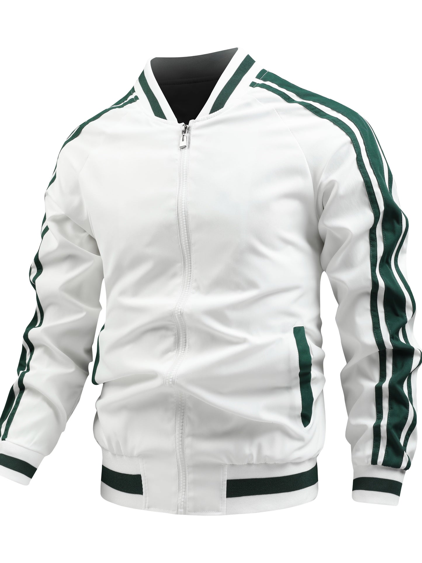 Veste de Running Homme Blanc et Vert Foncé - PanierRoyale