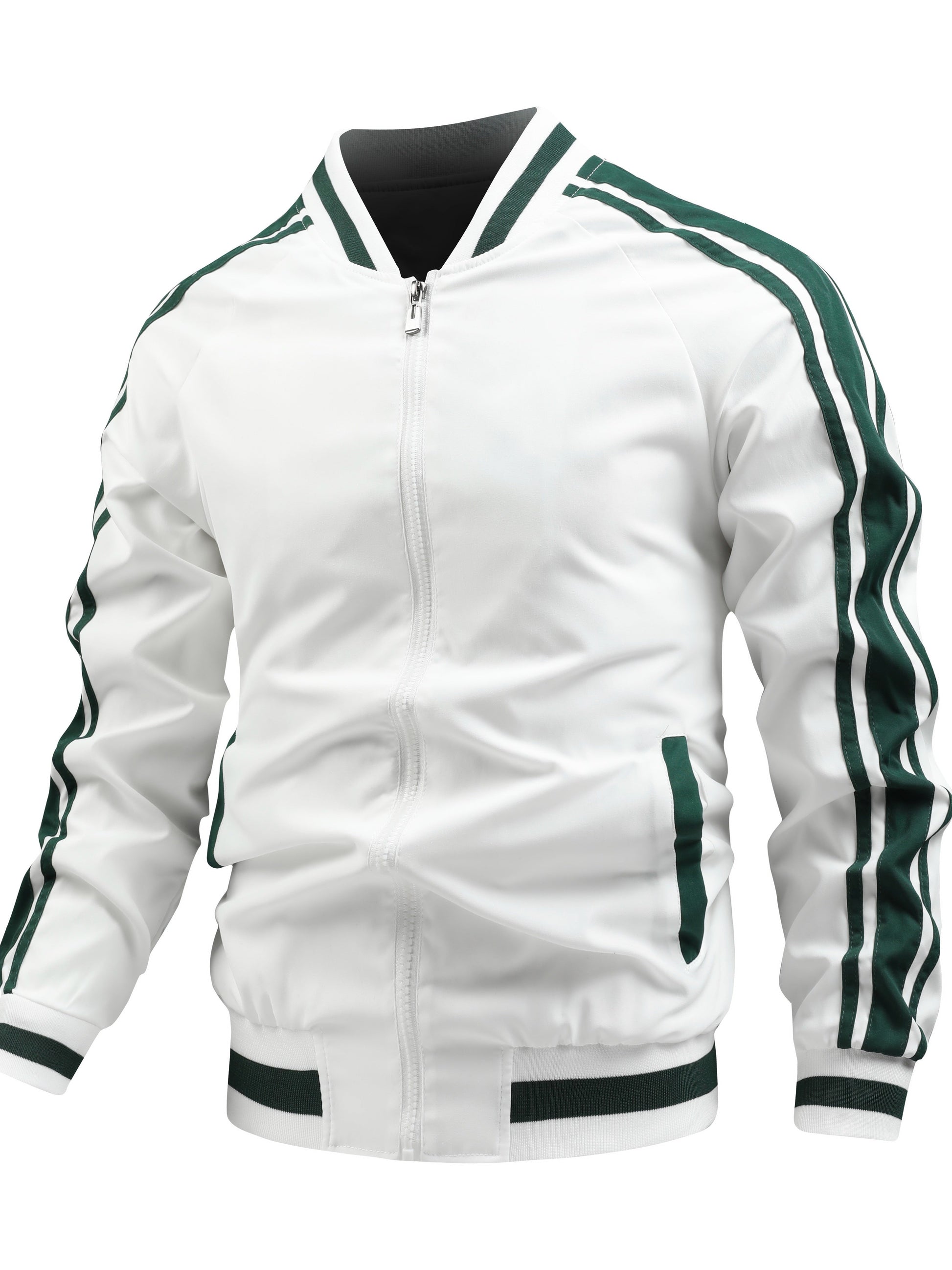 Veste de Running Homme Blanc et Vert Foncé - PanierRoyale